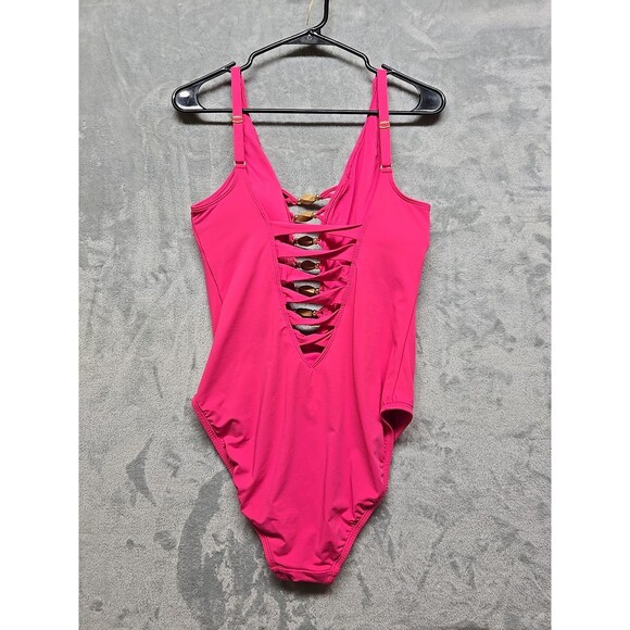 Rod Beattie Bleu Swimwear for Women Size 10 Pink With Beaded Accents Adjustable - Picture 6 of 11